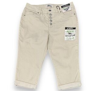 d.jeans Size 8 Cream Twill High Waist Button Fly Cuffed Capri Jeans